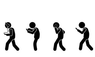 pictogram Mens gebruik makend van smartphone icoon over- wit achtergrond, silhouet stijl, vector illustratie