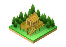 isometrische houten huis in de Woud vector