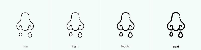 vloeibaar neus- icoon. dun, licht, regelmatig en stoutmoedig stijl ontwerp geïsoleerd Aan wit achtergrond vector