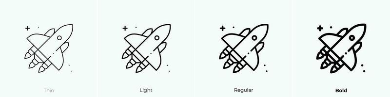 raket icoon. dun, licht, regelmatig en stoutmoedig stijl ontwerp geïsoleerd Aan wit achtergrond vector