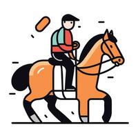 paard rijden. jockey rijden een paard. vlak vector illustratie.