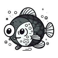 schattig kawaii vis. vector illustratie in tekenfilm stijl.