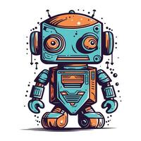 robot met koptelefoon. vector illustratie van een robot met koptelefoon.