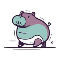 schattig nijlpaard. vector illustratie in tekening stijl