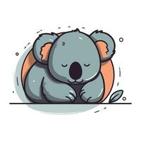 schattig koala slapen Aan de grond. vector tekenfilm illustratie.