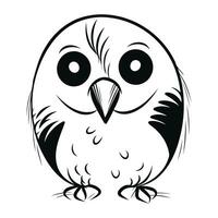 uil zwart en wit vector illustratie geïsoleerd Aan wit achtergrond. schattig tekenfilm vogel.