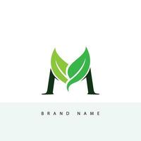 m brief met blad logo vector