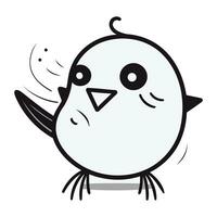 schattig weinig vogel tekenfilm geïsoleerd icoon vector illustratie grafisch ontwerp in zwart en wit