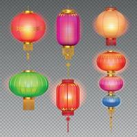 chinese lantaarns realistische set vector