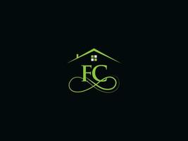 echt landgoed fc logo branding, minimalistische fc gebouw luxe huis logo icoon vector