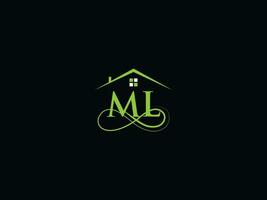 creatief ml gebouw logo, modern echt landgoed ml logo brief vector