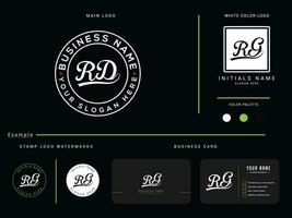 eerste vector rd logo brief, monogram rd cirkel logo met bedrijf kaart