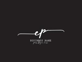 luxe ep handtekening brief logo, modern vrouwelijk ep logo icoon ontwerp vector