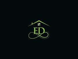 minimalistische ed echt landgoed luxe logo, modern ed logo icoon ontwerp voor huis vector