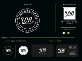 ur logo icoon, cirkel ur logo brief vector met bedrijf kaart