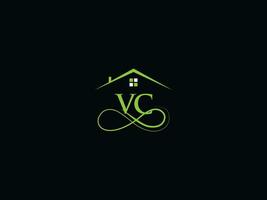 luxe vc echt landgoed logo brief, eerste vc logo gebouw icoon ontwerp voor u vector