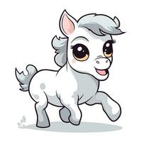 schattig tekenfilm pony rennen geïsoleerd Aan wit achtergrond. vector illustratie.