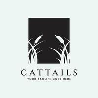 cattails fabriek silhouet logo vector illustratie ontwerp