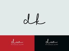 minimalistische dk handtekening logo, eerste dk bedrijf logo brief vector