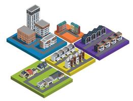 voorstedelijke gebouwen platform set vector