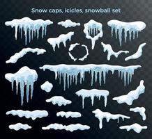 sneeuwkappen ijspegels set vector