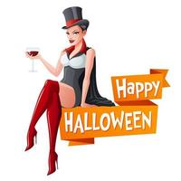 vrouw in halloween-feest vampier kostuum vector