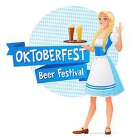 mooie vrouw met bier oktoberfest vectorillustratie vector