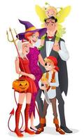 cartoon vector familie in halloween feestkostuums