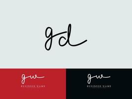 eerste gd logo icoon, minimalistische gd modern luxe handtekening logo vector