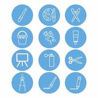 pictogram vector van schilderij set - blauw zwart-wit stijl