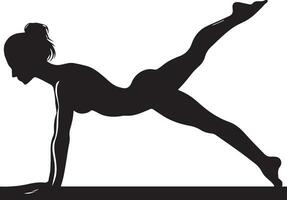 vrouw Duwen omhoog yoga houding vector silhouet illustratie 11