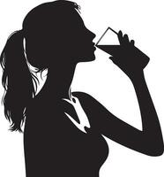 vrouw drinken water vector silhouet illustratie 6