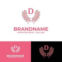 brief d laurier liefde logo, geschikt voor bedrijf verwant naar laurier en liefde met d voorletter. vector