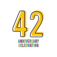 42 jaar verjaardag viering vector sjabloon ontwerp illustratie
