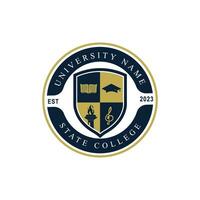 Universiteit college school- insigne logo ontwerp vector afbeelding. onderwijs insigne logo ontwerp. Universiteit hoog school- embleem