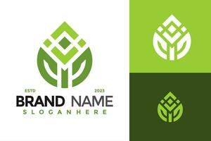 brief m groen laten vallen logo ontwerp vector symbool icoon illustratie