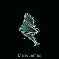 kaart stad van manduama's logo ontwerp, provincie van noorden sumatra, wereld kaart Internationale vector sjabloon met schets grafisch schetsen stijl