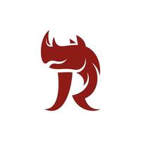 brief r neushoorn logo ontwerp, typografie, neushoorn. r alfabet. logo sjabloon vector