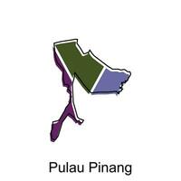 kaart stad van pulau Pinang vector ontwerp, Maleisië kaart met grenzen, steden. logotype element voor sjabloon ontwerp