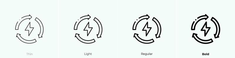 hernieuwbaar icoon. dun, licht, regelmatig en stoutmoedig stijl ontwerp geïsoleerd Aan wit achtergrond vector