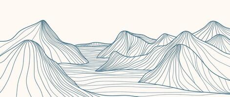 hand- getrokken berg lijn kunsten illustratie. abstract berg hedendaags esthetisch achtergronden landschappen. gebruik voor afdrukken kunst, poster, Hoes en banier vector