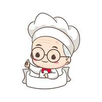 schattig opa chef tekenfilm. opa Koken logo vector kunst. mensen voedsel icoon concept. restaurant en eigengemaakt culinaire logo