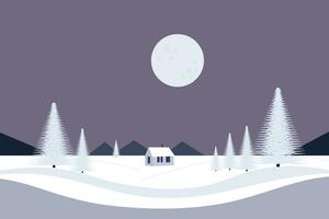 winter landschap natuur heuvel boom met berg poster banier illustratie vector