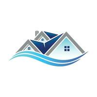 huis en golven logo sjabloon, huis en golven logo elementen, huis en golven vector