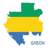 Gabon nationaal vlag vormig net zo land kaart vector