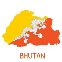 Bhutan nationaal vlag vormig net zo land kaart vector