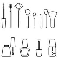 schoonheidsmiddelen icoon vector set. maken omhoog illustratie teken verzameling. schoonheid symbool ro logo.