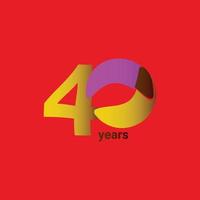 40 jaar verjaardag viering vector sjabloon ontwerp illustratie