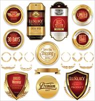 Luxe premium gouden insignes en labels vector