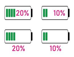 percentage infographics vol accu aanval, energie niveau, voortgang, groei, macht vector teken symbolen.